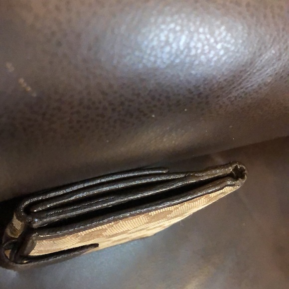 W GUCCI GG Trifold Canvas Jacquard Wallet Brown Leather Coin Purse Credit Cards - Picture 4 of 17